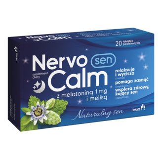 NervoCalm Sen z melatoniną 1 mg i melisą, 20 tabletek - zdjęcie produktu