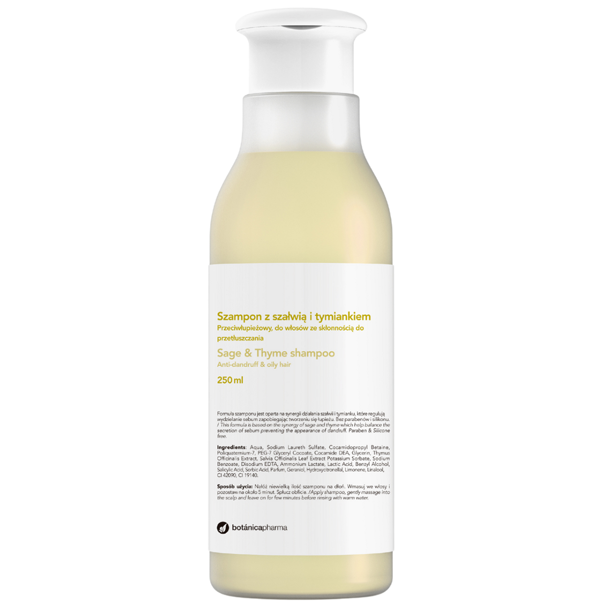 Botanicapharma Botanicapharma, szampon z szałwią i tymiankiem, przeciwłupieżowy, do włosów przetłuszczających się, 250 ml