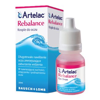 Artelac Rebalance, krople do oczu, 10 ml USZKODZONE OPAKOWANIE - zdjęcie produktu