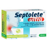 Septolete Ultra o smaku cytryny i czarnego bzu 3 mg + 1 mg, 16 pastylek twardych - miniaturka zdjęcia produktu