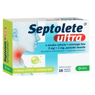 Septolete Ultra o smaku cytryny i czarnego bzu 3 mg + 1 mg, 16 pastylek twardych - zdjęcie produktu