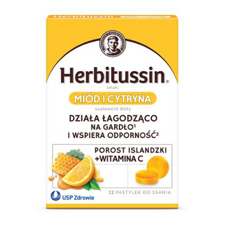 Herbitussin Miód i Cytryna, 12 pastylek do ssania - zdjęcie produktu
