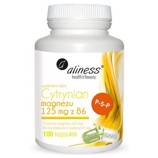 Aliness Cytrynian Magnezu 125 mg z B6 (P-5-P), 100 kapsułek vege - zdjęcie produktu
