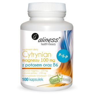 Aliness Cytrynian Magnezu 100 mg z potasem oraz B6, 100 kapsułek vege - zdjęcie produktu