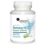 Aliness Betaine HCL Pepsine 650/150, betaina i pepsyna, 100 kapsułek - miniaturka zdjęcia produktu