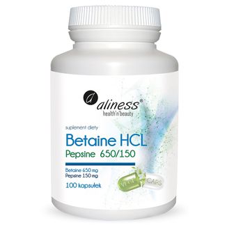 Aliness Betaine HCL Pepsine 650/150, betaina i pepsyna, 100 kapsułek - zdjęcie produktu