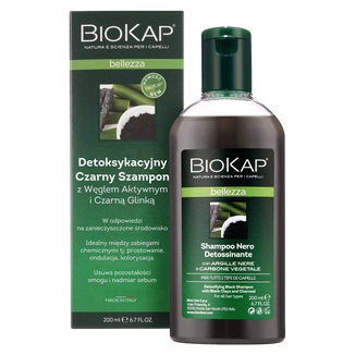 Biokap bellezza, szampon detoksykacyjny z czarną glinką i węglem aktywnym, 200 ml - zdjęcie produktu
