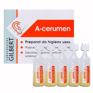 A-Cerumen, preparat do higieny uszu powyżej 6 miesiąca, 2 ml x 5 ampułek USZKODZONE OPAKOWANIE - zdjęcie produktu