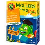 Moller's Omega-3 Rybki, żelki, smak pomarańczowo-cytrynowy, 36 sztuk USZKODZONE OPAKOWANIE - miniaturka zdjęcia produktu