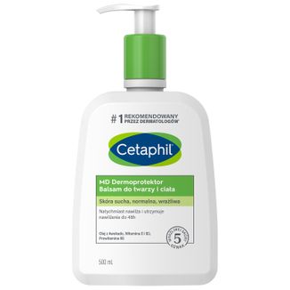 Cetaphil MD Dermoprotektor, balsam nawilżający do twarzy i ciała, skóra sucha i wrażliwa, z pompką, 500 ml USZKODZONE OPAKOWANIE - zdjęcie produktu