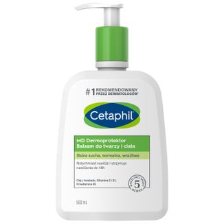 Cetaphil MD Dermoprotektor, balsam nawilżający do twarzy i ciała, skóra sucha i wrażliwa, z pompką, 500 ml - zdjęcie produktu