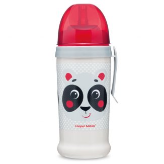 Canpol Babies, bidon niekapek z silikonową rurką, Hello Little, beżowy, od 12 miesiąca, 350 ml - zdjęcie produktu