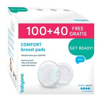 BabyOno, wkładki laktacyjne, Comfort, 100 sztuk + 40 sztuk gratis USZKODZONE OPAKOWANIE - zdjęcie produktu