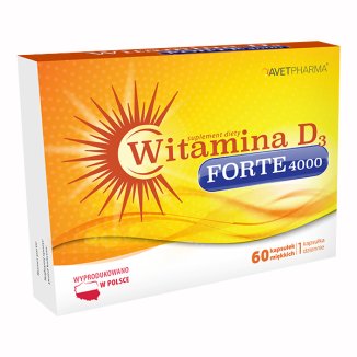 AvetPharma Witamina D3 Forte 4000, 60 kapsułek AvetPharma Witamina D3 Forte 4000, 60 kapsułek - zdjęcie produktu