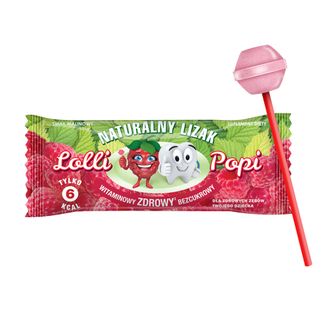 Lolli Popi Naturalny lizak witaminowy, bez cukru, smak malinowy, 1 sztuka - zdjęcie produktu