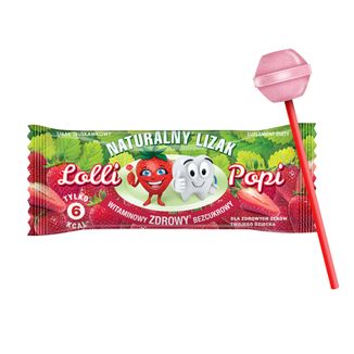 Lolli Popi Naturalny lizak witaminowy, bez cukru, smak truskawkowy, 1 sztuka - zdjęcie produktu