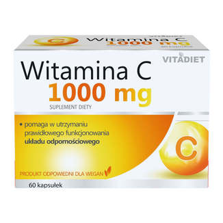 Vitadiet Witamina C 1000 mg, 60 kapsułek USZKODZONE OPAKOWANIE Vitadiet Witamina C 1000 mg, 60 kapsułek USZKODZONE OPAKOWANIE - zdjęcie produktu