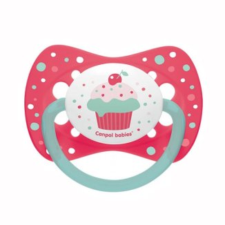 Canpol, smoczek silikonowy, symetryczny, Cupcake Pink, rozmiar B, 6-18 miesięca, 1 sztuka - zdjęcie produktu