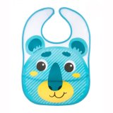 Canpol Babies, śliniak zmywalny z kieszonką, Hello Little, turkusowy miś, od 6 miesiąca, 1 sztuka - miniaturka zdjęcia produktu