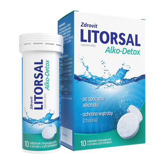 Zdrovit Litorsal Alko-Detox, smak cytrynowy 10 tabletek musujących - zdjęcie produktu