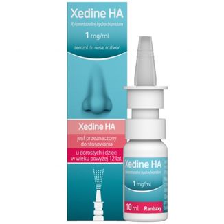 Xedine HA 1 mg/ ml, aerozol do nosa dla dzieci powyżej 12 lat i dorosłych, 10 ml - zdjęcie produktu