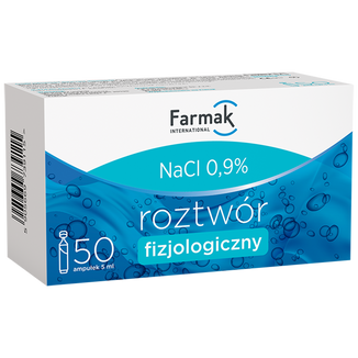 Farmak, fizjologiczny roztwór NaCl 0,9%, ampułki, 50 x 5 ml USZKODZONE OPAKOWANIE - zdjęcie produktu