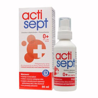 Actisept, pielęgnacyjny spray do stosowania na skórę i błony śluzowe, od pierwszych dni życia, 50 ml - zdjęcie produktu