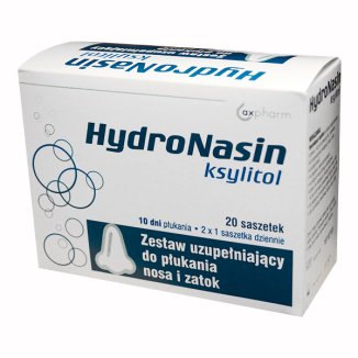 HydroNasin Ksylitol, zestaw uzupełniający do płukania nosa i zatok, 20 saszetek - zdjęcie produktu