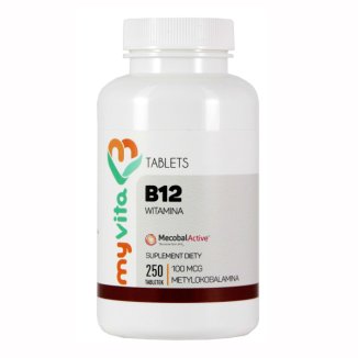 MyVita, Witamina B12, metylokobalamina 100 mcg, 250 tabletek - zdjęcie produktu