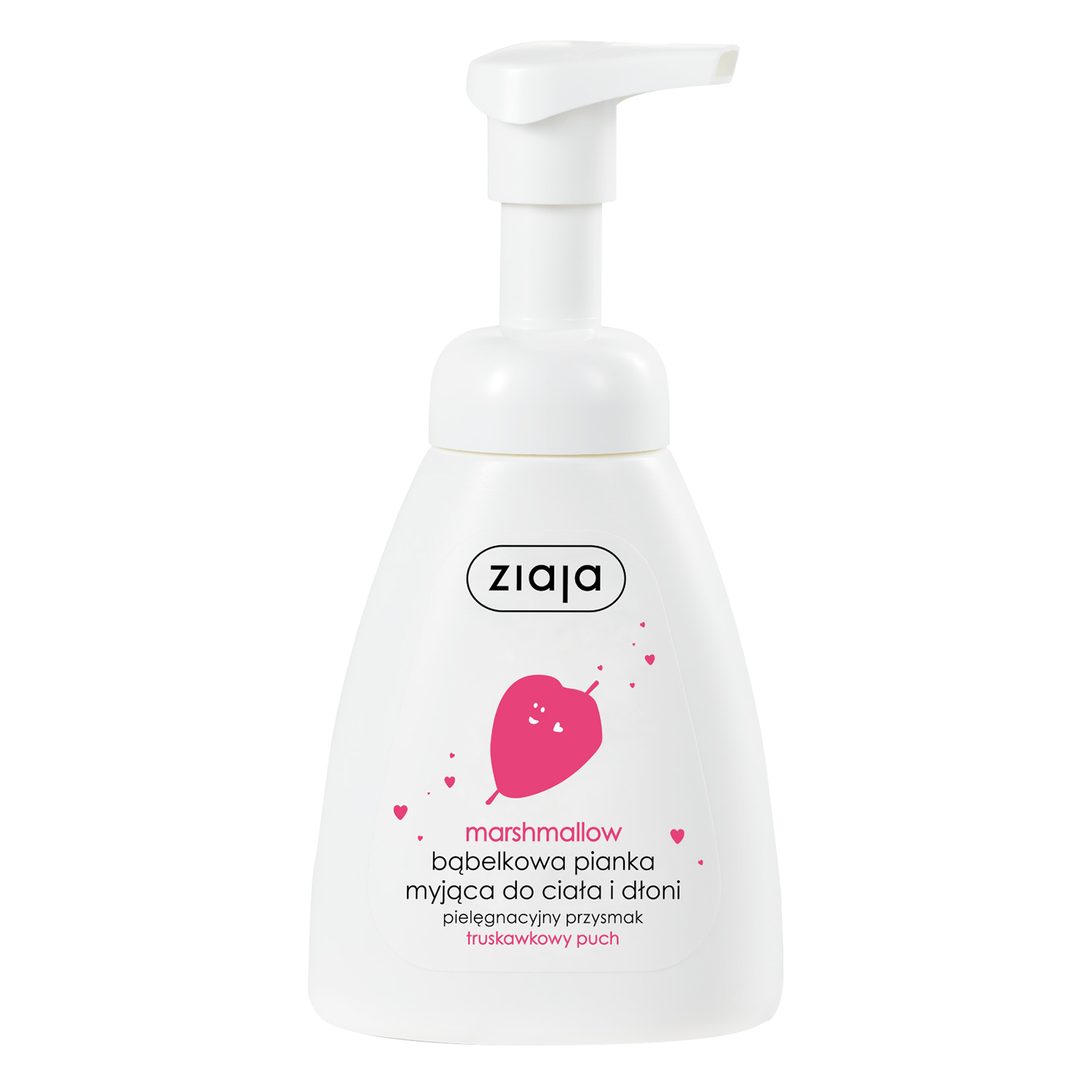 Nieznana Ziaja Marshmallow, bąbelkowa pianka myjąca do ciała i dłoni, truskawkowy puch, 250 ml