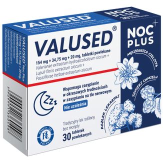 Valused Noc Plus 154 mg + 34,75 mg + 20 mg, 30 tabletek powlekanych - zdjęcie produktu