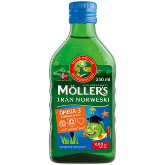 Moller's Tran Norweski, powyżej 3 lat, aromat owocowy, 250 ml KRÓTKA DATA - zdjęcie produktu