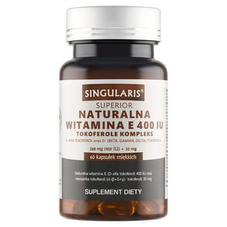 Singularis Superior Naturalna Witamina E 400 IU Tokoferole Kompleks, 60 kapsułek miękkich - zdjęcie produktu