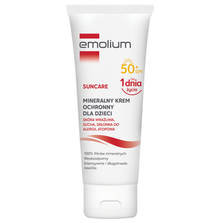 Emolium Suncare, mineralny krem ochronny dla dzieci od 1 dnia życia i dorosłych, SPF 50+, 50 ml KRÓTKA DATA Emolium Suncare, mineralny krem ochronny dla dzieci od 1 dnia życia i dorosłych, SPF 50+, 50 ml KRÓTKA DATA - zdjęcie produktu