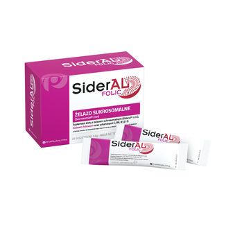 SiderAL Folic, żelazo sukrosomalne, proszek do bezpośredniego rozpuszczenia w ustach, 20 saszetek - zdjęcie produktu