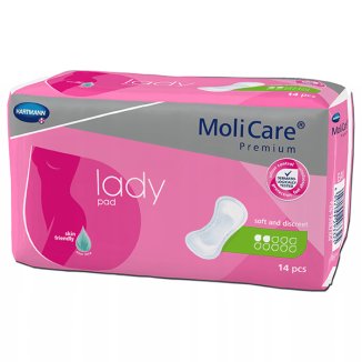 MoliCare Premium Lady Pad, wkłady chłonne, 27 cm x 11 cm, 2 krople, 14 sztuk - zdjęcie produktu