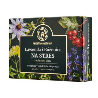 Herbal Monasterium Lawenda i Różeniec Na Stres, 30 kapsułek wegetariańskich USZKODZONE OPAKOWANIE - zdjęcie produktu