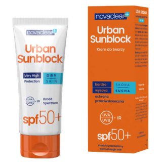 Novoclear Urban Sunblock, krem ochronny do twarzy, skóra sucha, SPF50+, 40 ml - zdjęcie produktu
