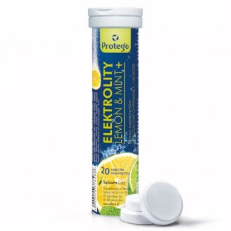 Protego Elektrolity Lemon & Mint+, smak cytrynowo-miętowy, 20 tabletek musujących - zdjęcie produktu