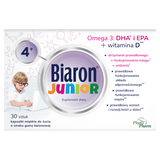 Biaron Junior, dla dzieci powyżej 4 lat i dorosłych, smak owocowej gumy balonowej, 30 kapsułek do żucia - miniaturka zdjęcia produktu