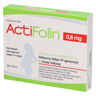 ActiFolin 0,8 mg, kwas foliowy 800 µg, 30 tabletek - zdjęcie produktu