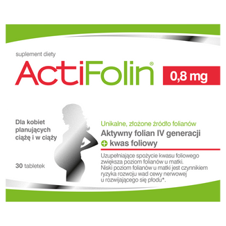 ActiFolin 0,8 mg, kwas foliowy 800 µg, 30 tabletek - zdjęcie produktu