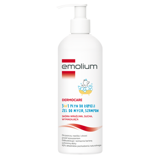Emolium Dermocare 3w1, płyn do kąpieli, żel do mycia i szampon, po 1 miesiącu, 400 ml - zdjęcie produktu
