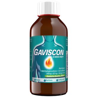 Gaviscon o smaku mięty (500 mg + 267 mg + 160 mg)/ 10 ml, zawiesina doustna, 300 ml - zdjęcie produktu