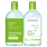 Bioderma Sebium H2O, płyn micelarny do skóry tłustej, mieszanej, trądzikowej, 2 x 500 ml USZKODZONE OPAKOWANIE - miniaturka zdjęcia produktu