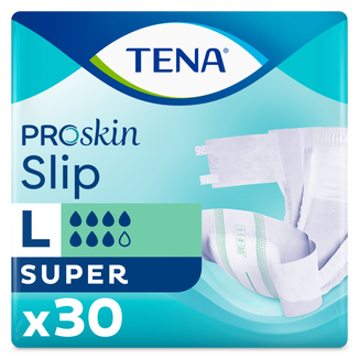 Tena Slip ProSkin, pieluchomajtki, rozmiar L, 92-144 cm, Super, 30 sztuk - zdjęcie produktu