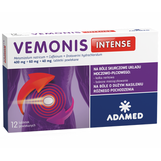 Vemonis Intense 400 mg + 60 mg + 40 mg, 12 tabletek powlekanych - zdjęcie produktu