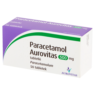 Paracetamol Aurovitas 500 mg, 50 tabletek USZKODZONE OPAKOWANIE - zdjęcie produktu
