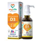 MyVita Witamina D3 Family, krople dla dzieci i dorosłych, 30 ml - miniaturka zdjęcia produktu