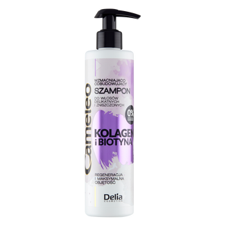 Delia Cameleo Kolagen i Biotyna, szampon wzmacniająco odbudowujący do włosów delikatnych i zniszczonych, 250 ml - zdjęcie produktu